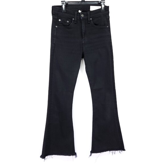 Rag & Bone Jeans Size 25 Flare Leg Frayed Hem10 inch Crop Black - Picture 16 of 16